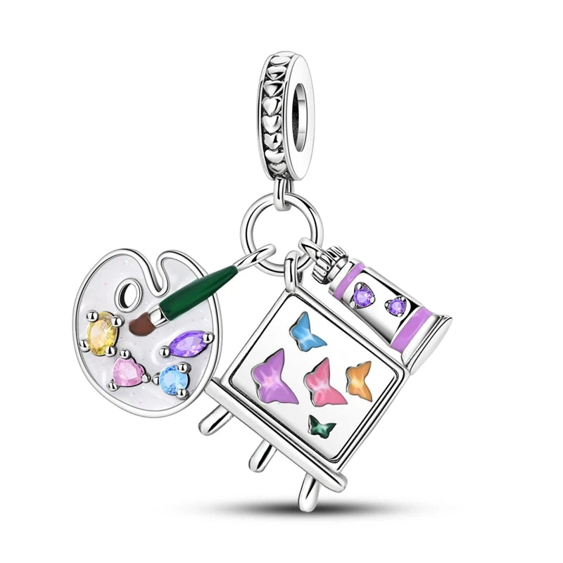 925 Sterling Silver Pink Ballet Girl Bow Pendant Charm Bead for Women – Elegant DIY Jewelry Making Charm for Bracelets & Necklaces