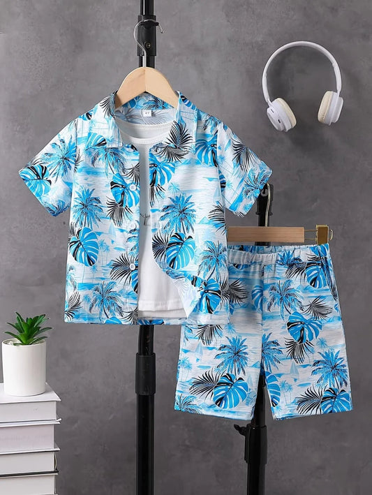 Boys’ Tropical Coconut Tree Shirt & Shorts Set