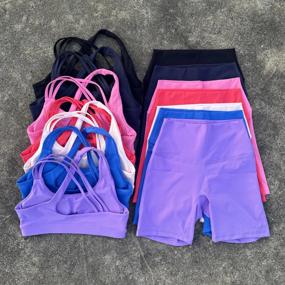 Women’s High-Waisted Yoga Shorts & Sports Bra Set