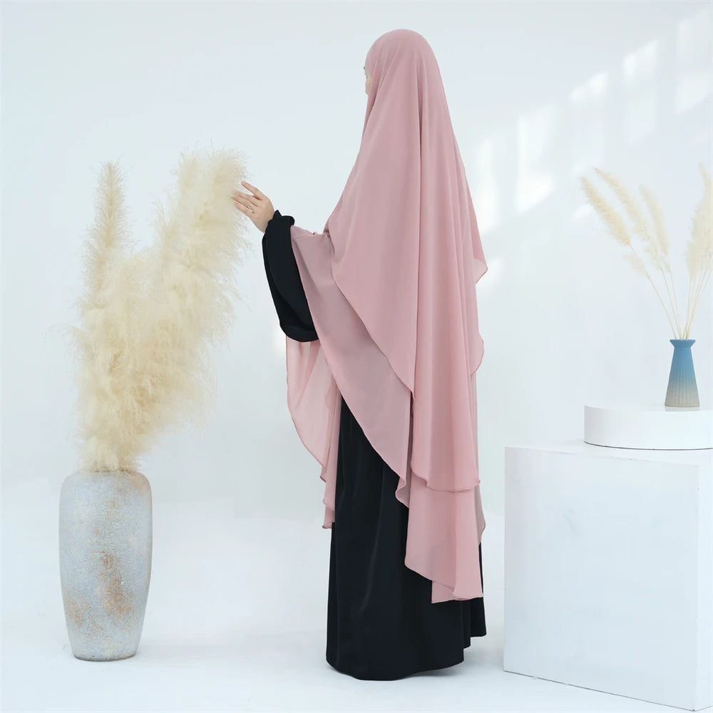 Women’s Elegant Chiffon Khimar & Abaya Set