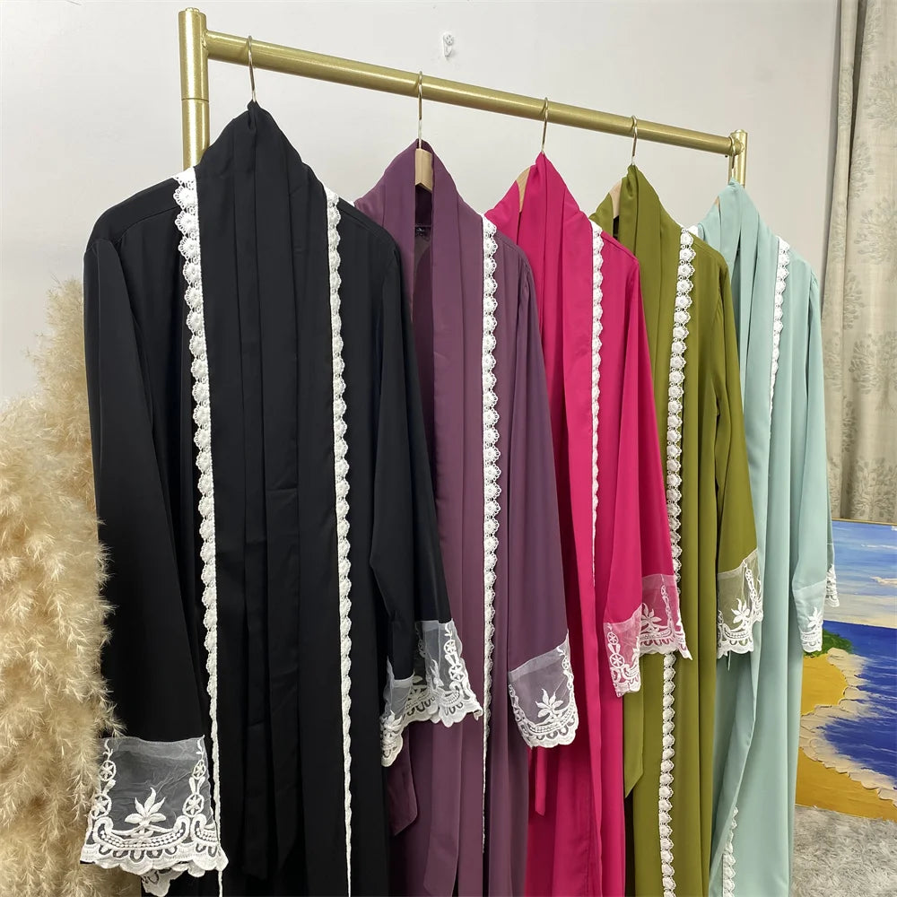 Women’s Lace Trim Nida Abaya with Pockets