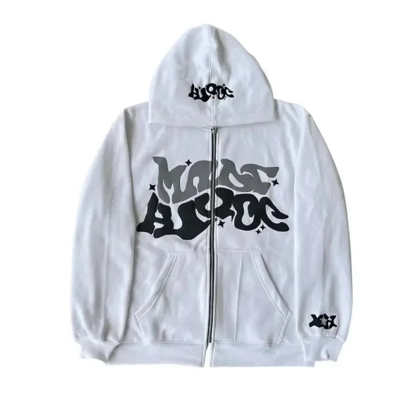 Unisex Printed Fleece Zip Hoodie