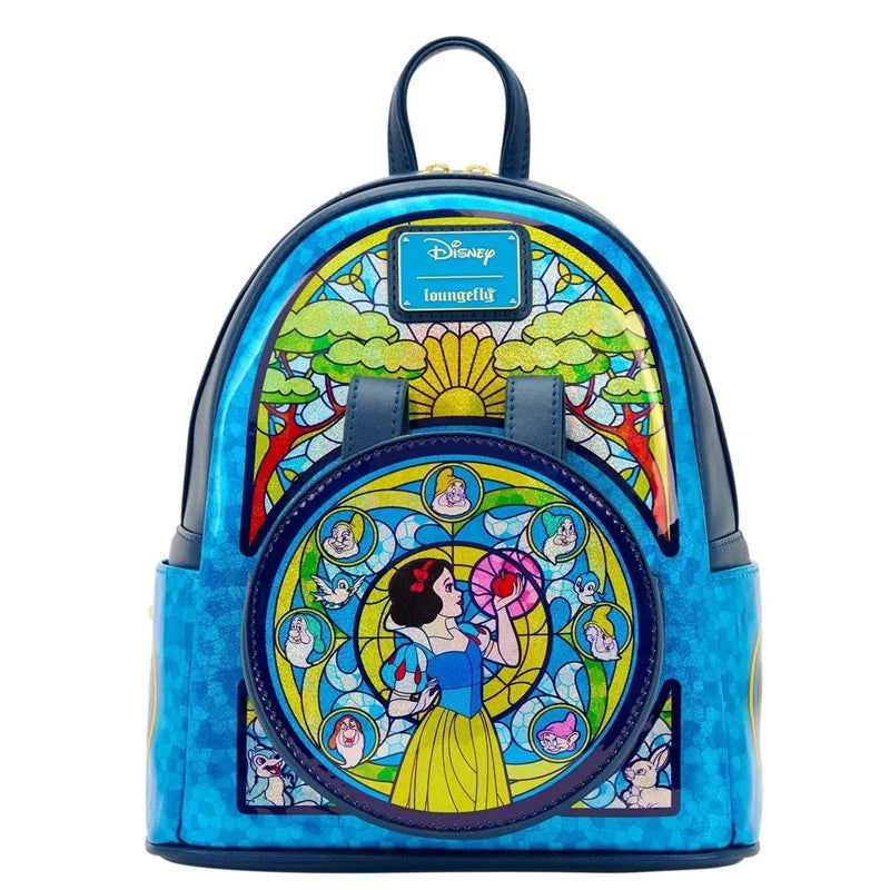 Loungefly Disney Princess Colored Glass Collection Mini Backpack & Wallet – Snow White & Princess Belle Fashion Accessories