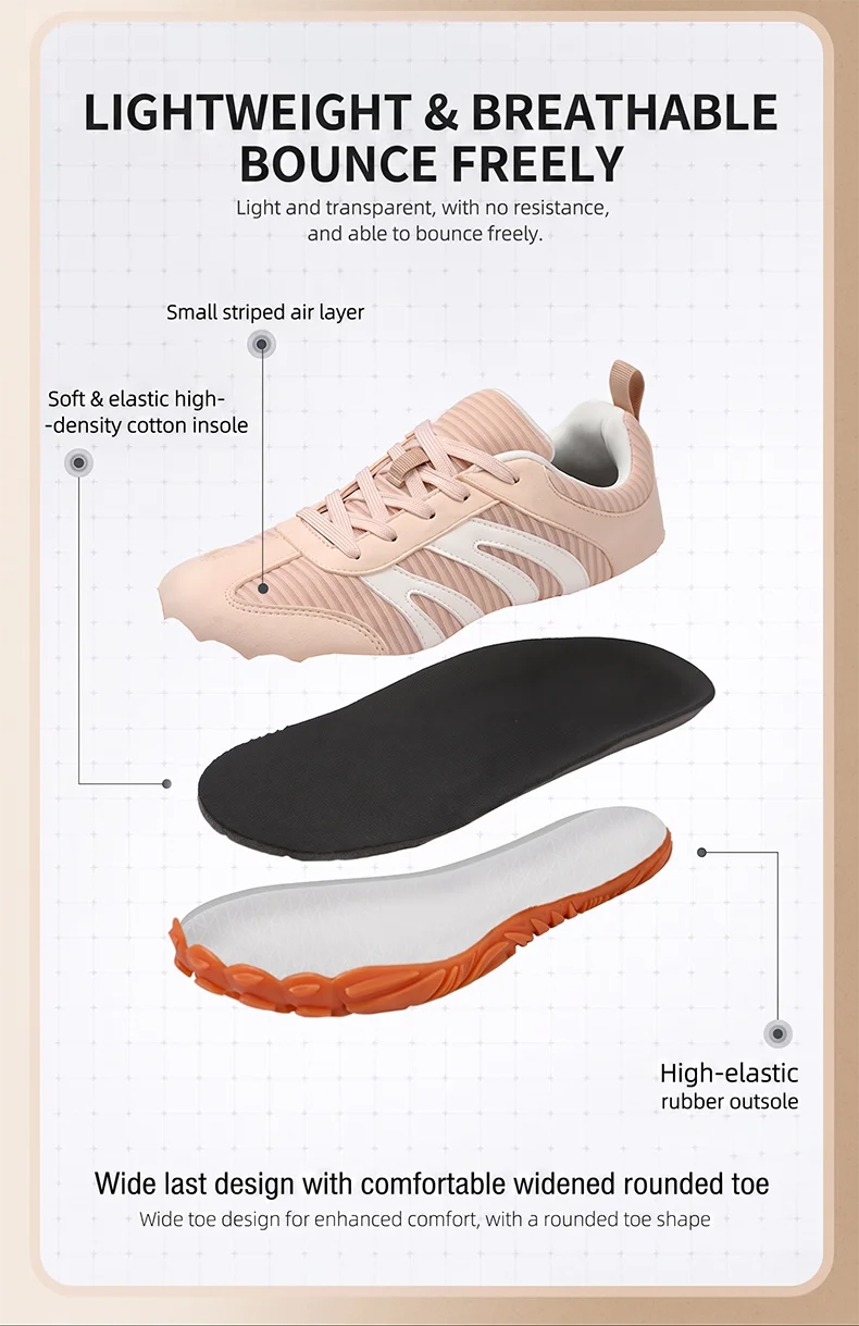 2026 Men's And Women's Toe Shoes Multifunctional Soft Sole Wide Last Shoes Walking Shoes Breathable Barefoot Casual Sports Shoes