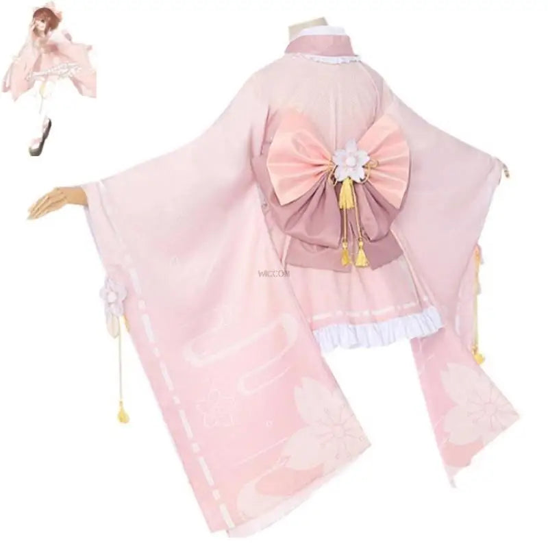 Anime Uraraka Ochaco Boku No Cosplay Costume Wig Kimono Lovely Pink Lolita Dress Hallowen Carnival Party Suit