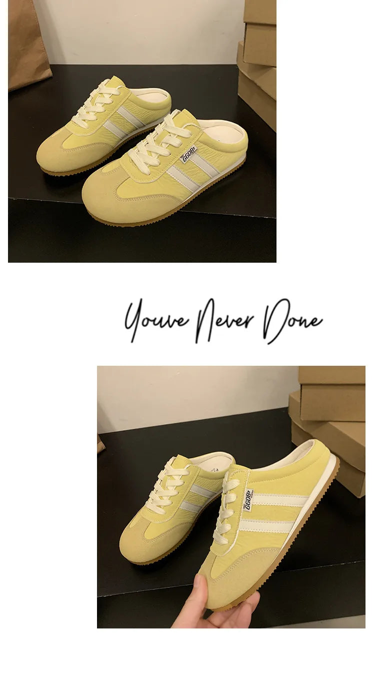 Women Fashion Slippers 2026 Summer Trend Casual Comfort Platform Flats Mules Slippers Lace-Up Non Slip Outdoor Female Slippers