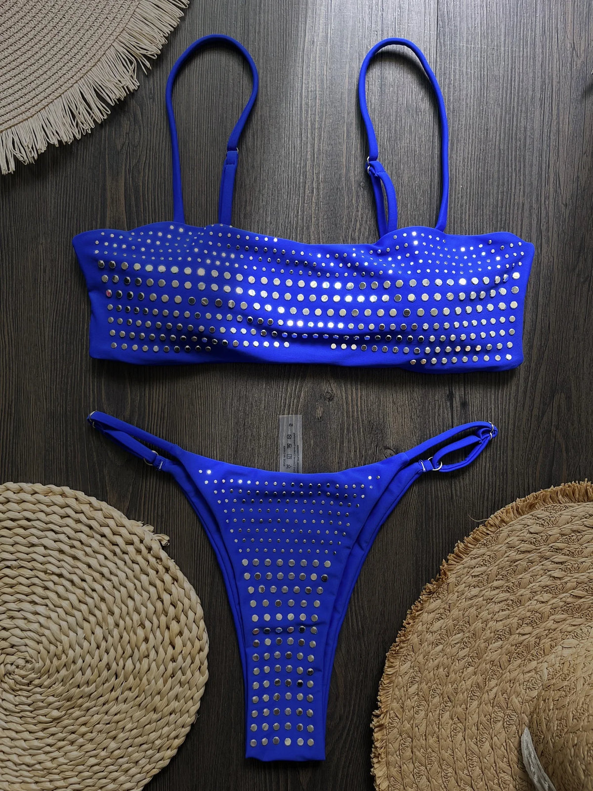2025 Diamond Bikini Sexy Women Swimsuit Bandeau Biquini Push Up Swimwear Female Shiny Bathing Suits Floral Bodysuit Beachwear