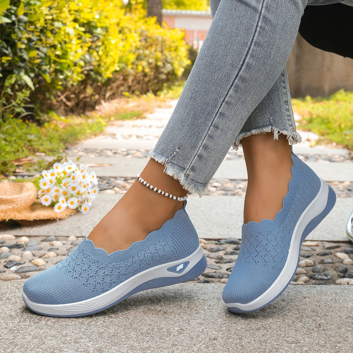 Women's 2026 Summer Breathable Knit Slip-On Sneakers Ultra Lightweight Soft Sole Comfortable Casual Loafers for Daily Work Walk