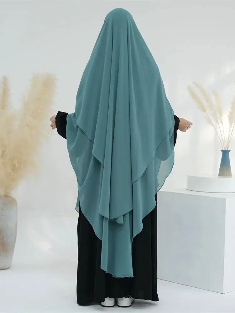 Women’s Elegant Chiffon Khimar & Abaya Set