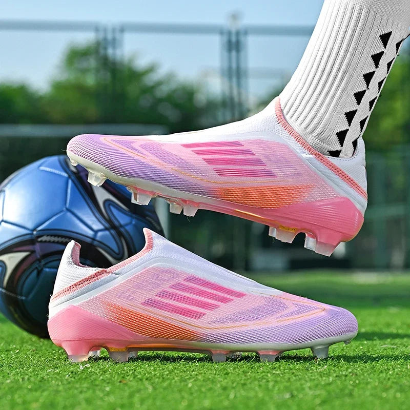 Men's Football Boots Without-lace Youth FG/TF Field Training Studded Fast Soccer Cleats Professional Non Slip Football Shoes