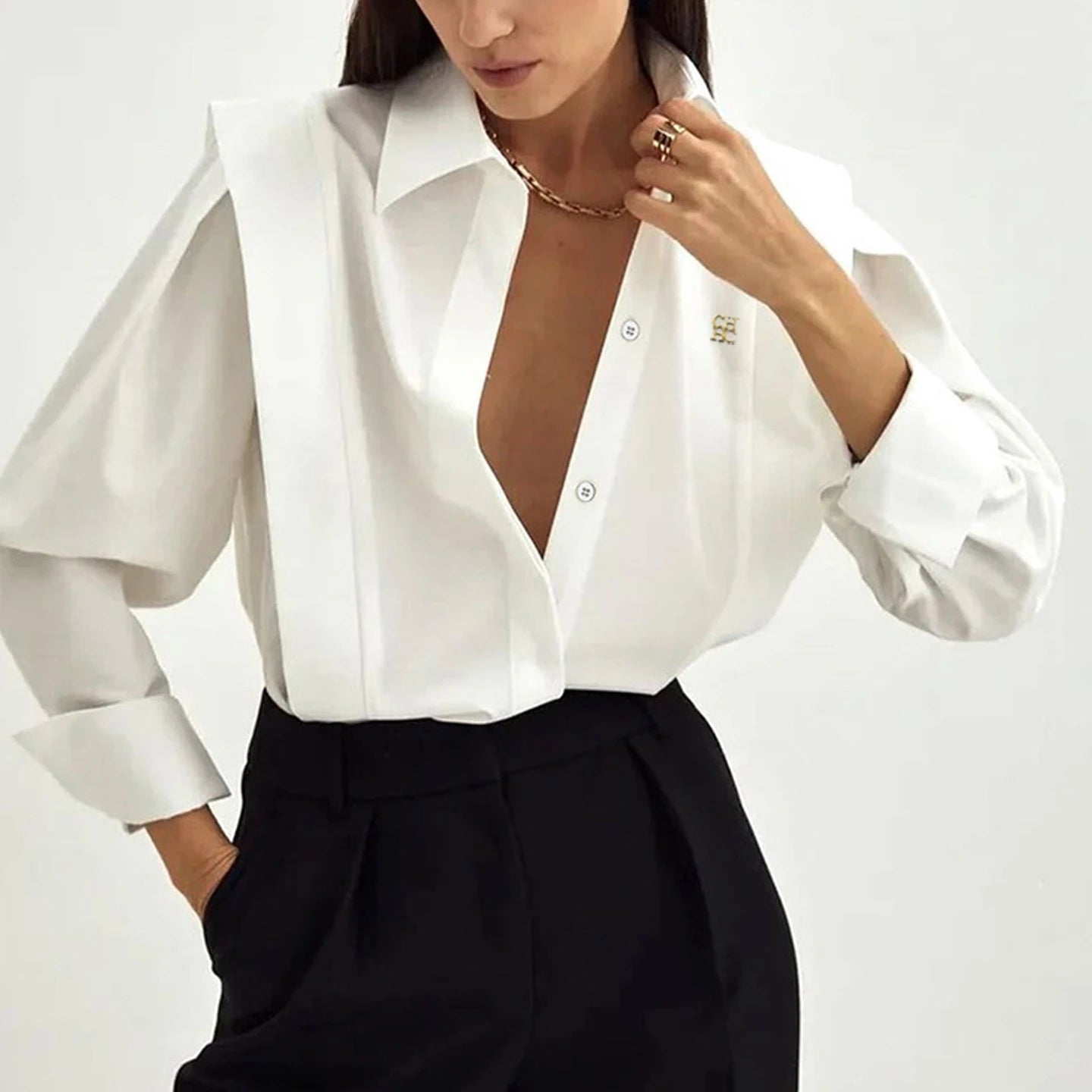 Women’s Classic V-Neck Button Top