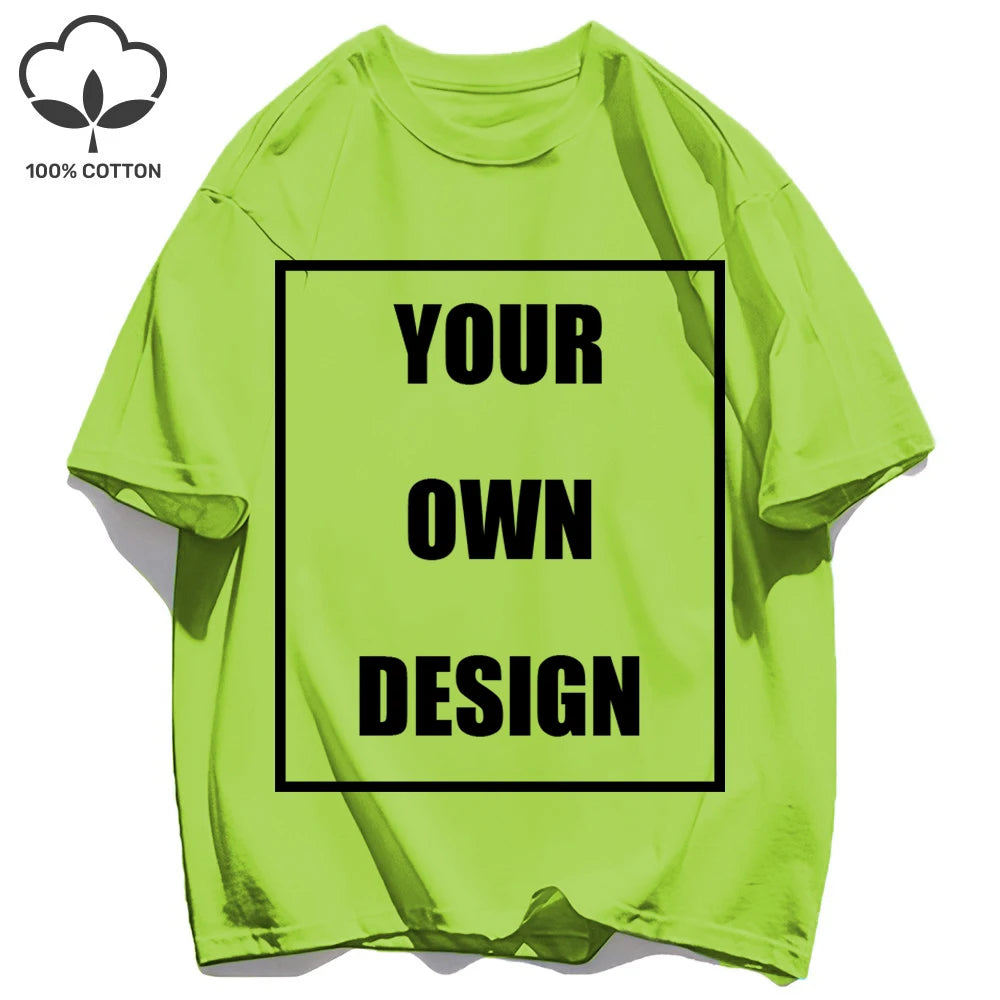 Customized LOGO Picture Men's Cotton T-Shirt Summer Colour Loose Short Sleeves Comfortable Fashion T Shirts Unisex O-Neck DIY Te