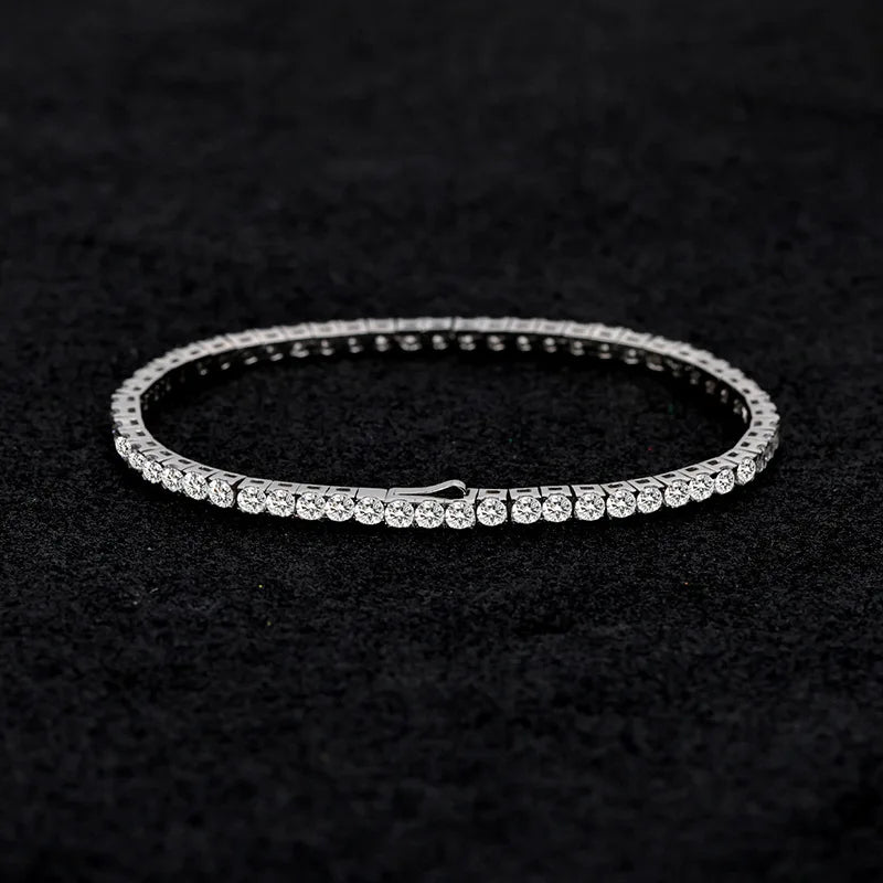 Factory Price D VVS1 Moissanite Tennis Bracelet – 925 Sterling Silver Single Row Classic Bracelet for Women & Men with GRA Certificate