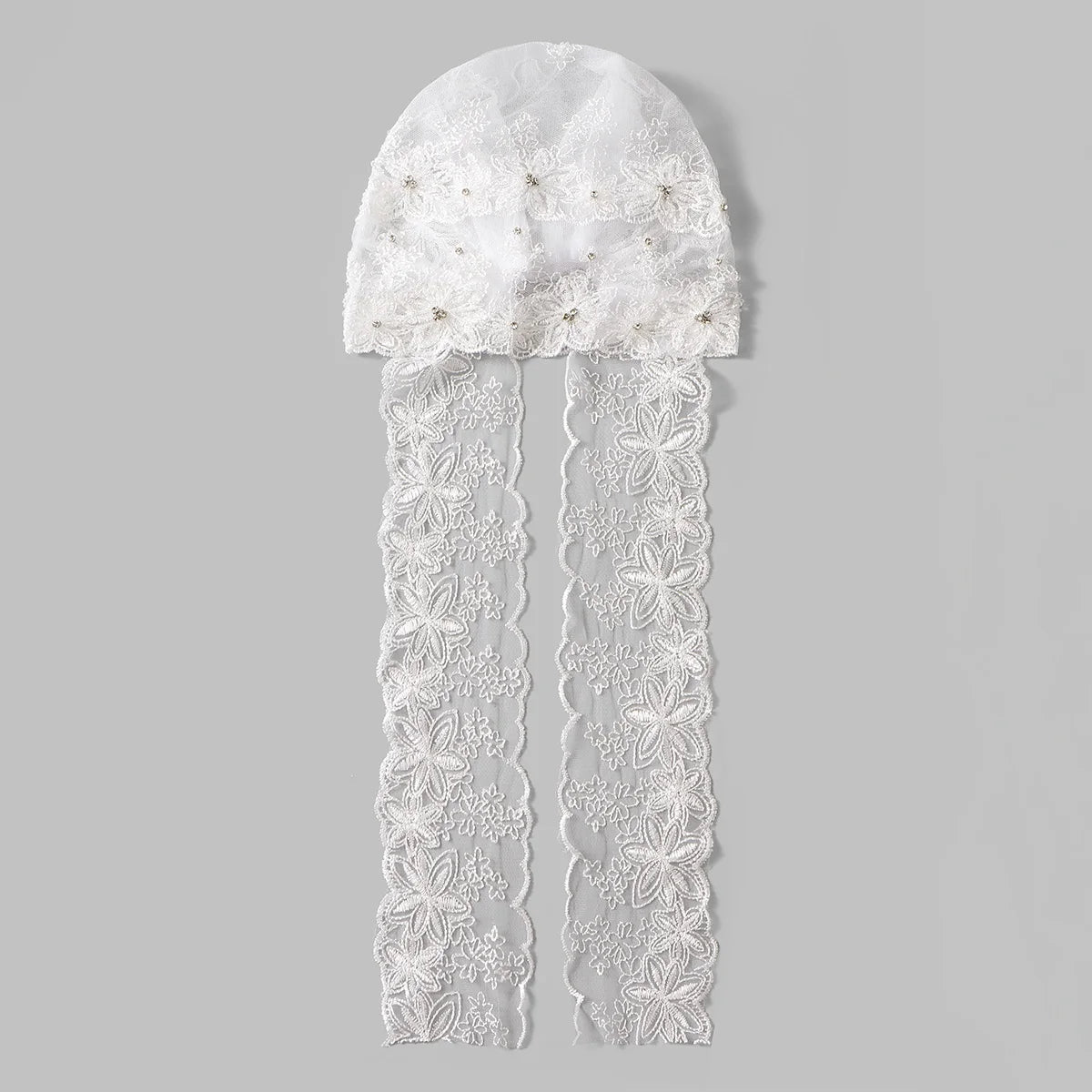 Women’s Luxury Pearl Embroidered Mesh Hijab Cap