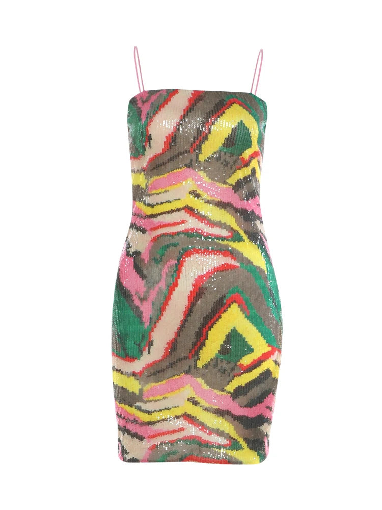 Women’s Sexy V-Neck Patchwork Mini Dress