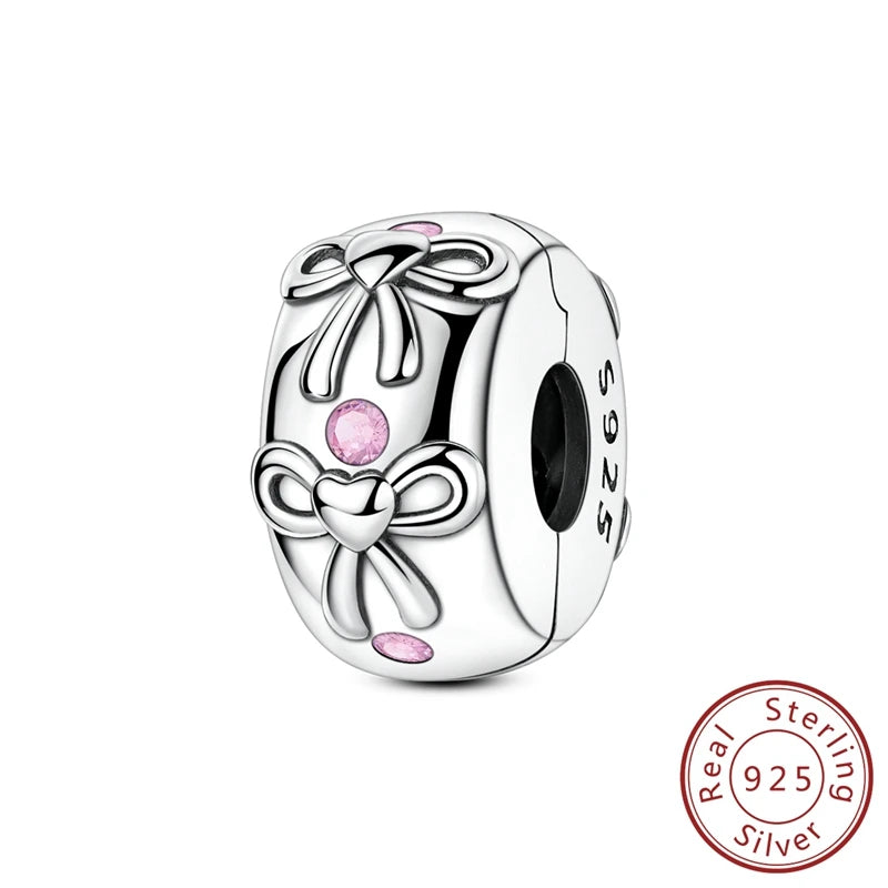 925 Sterling Silver Pink Ballet Girl Bow Pendant Charm Bead for Women – Elegant DIY Jewelry Making Charm for Bracelets & Necklaces