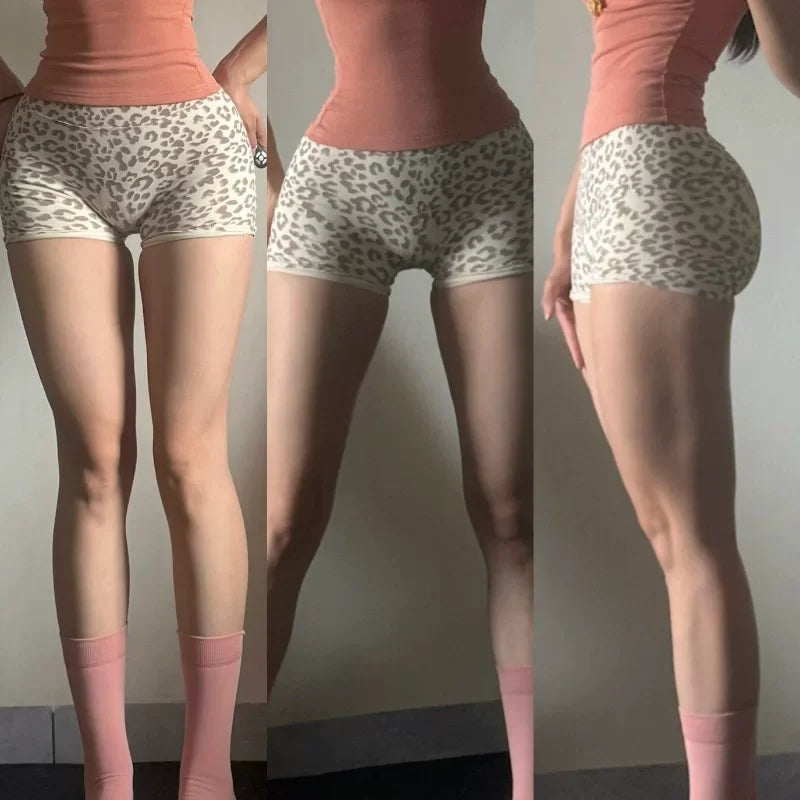 Women’s Leopard Print High-Waisted Biker Shorts