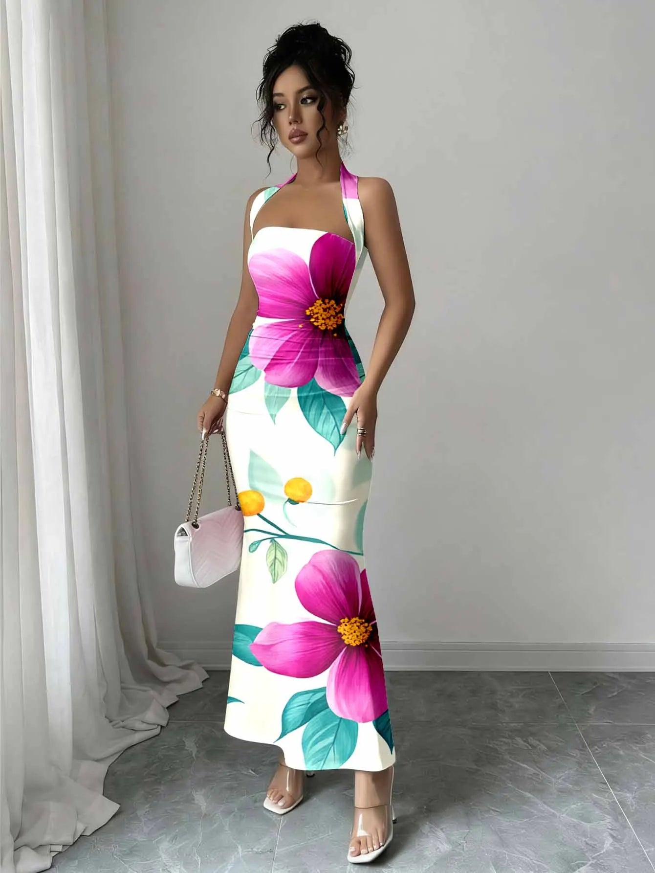 Women’s Sleeveless Halter Maxi Dress