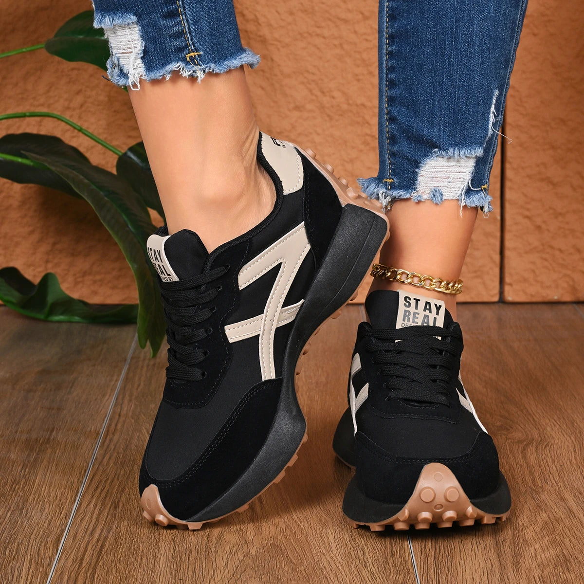2026 New Women  Sneakers Spring Casual Lace Up Sport Sneakers Luxury Platform Anti-slip Running Shoes Women Zapatos De Mujer