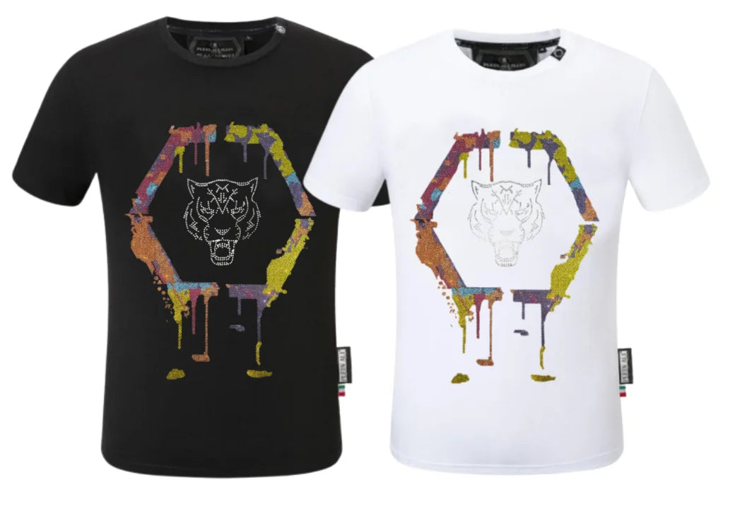 Designer Luxury Rhinestone T-Shirts for Men - Summer Brand Tees Stylish & Trendy Top Tees