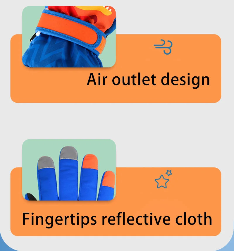 Thicken Baby Winter Gloves Coral Fleece Waterproof Child Ski Gloves Snowboard Outdoor Sports Kids Snow Mittens for Girls Boys