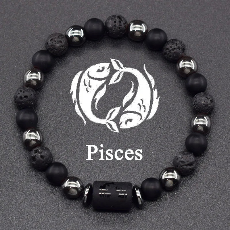 12 Zodiac Constellation Signs Bracelet for Men & Women – Natural Tiger Eye Stone Beaded Bracelet, Leo Taurus Charm Couple Jewelry