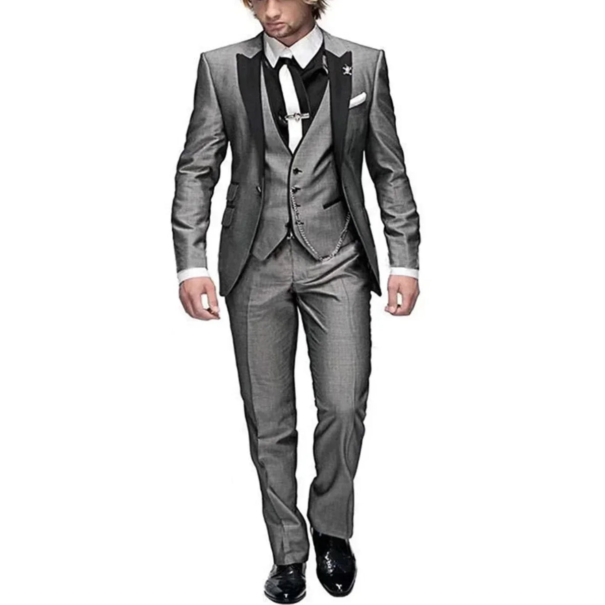 Elegant Slim Fit Men's Formal Suit Set 3 Pieces - Blazer Vest And Pant Luxury Wedding Business Costumes for Men