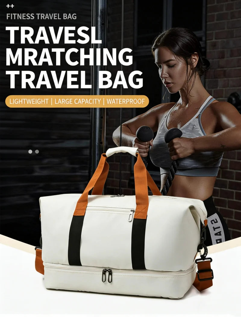 Travel Gym Duffle Bag with Shoe Compartment – Portable Fitness Shoulder & Crossbody Carry-On Bag for Workouts and Weekend Trips