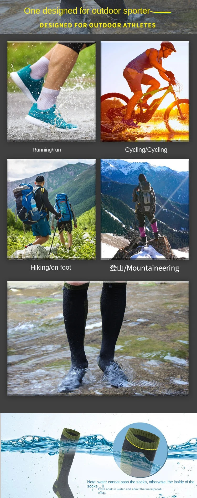 Women’s Knee-High Waterproof Outdoor Socks