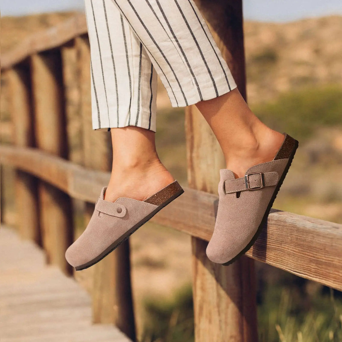 KIDMI Suede Clogs for Women Men Mules Cork Footbed Sandals With Arch Support Fashion Nonslip Outdoor Beach Slippers Home Shoes