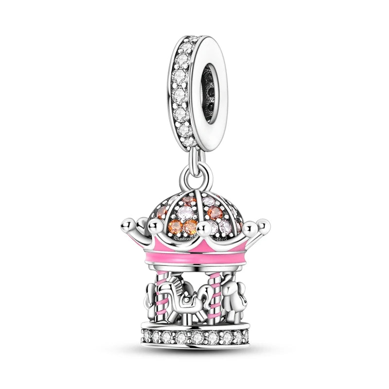 925 Sterling Silver Pink Ballet Girl Bow Pendant Charm Bead for Women – Elegant DIY Jewelry Making Charm for Bracelets & Necklaces