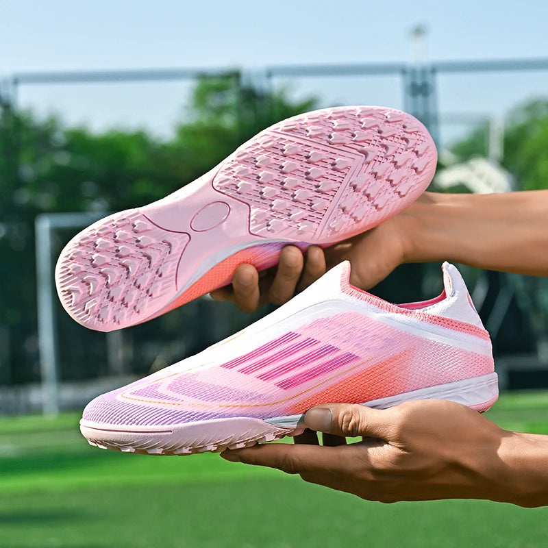 Men's Football Boots Without-lace Youth FG/TF Field Training Studded Fast Soccer Cleats Professional Non Slip Football Shoes
