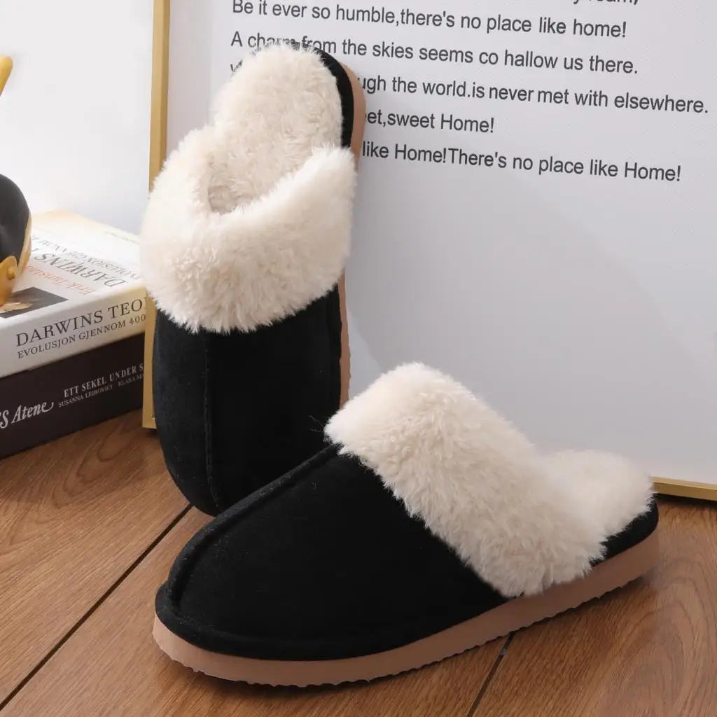 Kidmi Warm Fluffy Women Slippers Classic Brand Fuzzy House Slippers Indoor Soft Memory Foam Slippers Outdoor Antiskid Slippers