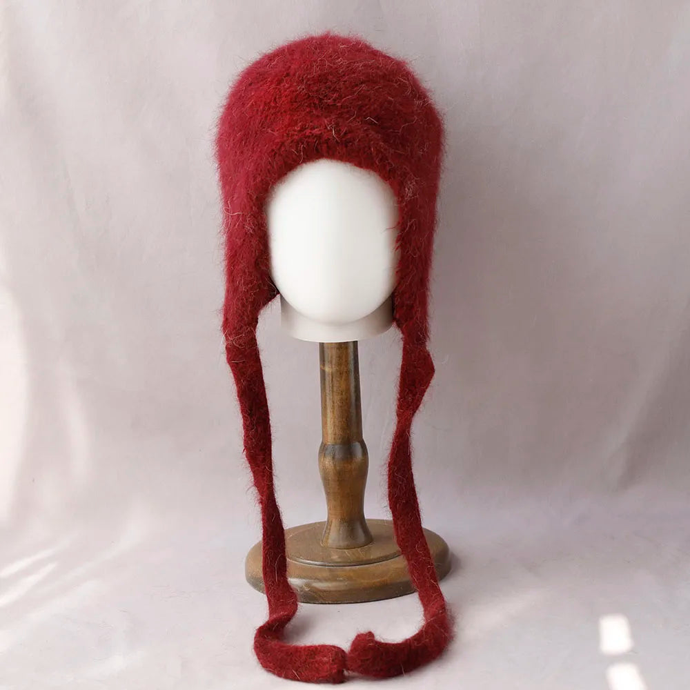 2025 NEW Winter Hat Real Rabbit Fur Winter Hats For Women Fashion Warm Hats Upgrade thickened extended Pullover scarf hat