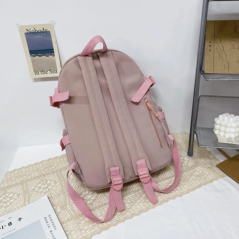 Cute Women’s Waterproof Nylon Backpack – Multi-Pocket Kawaii School Bag, Laptop & Book Pack for Girls, Stylish Student Travel Backpack