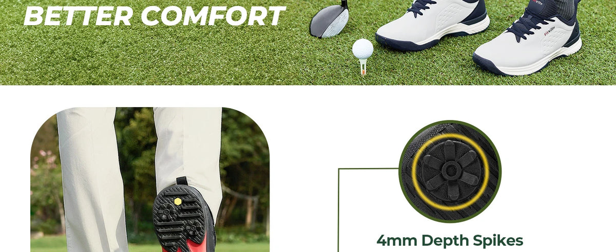 FitVille Men'S Golf Shoes Extra Wide Waterproof, Professional No-Slip Spiked Golf Shoes With Arch Support For Wide Feet