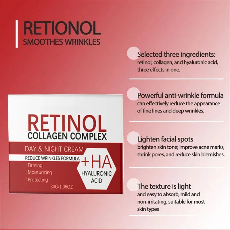 Retinol Collagen Hyaluronic Acid 3-in-1 Whitening Cream for Face & Body – Hydrating Dark Spot Care, Brightening & Even-Tone Skin Cream