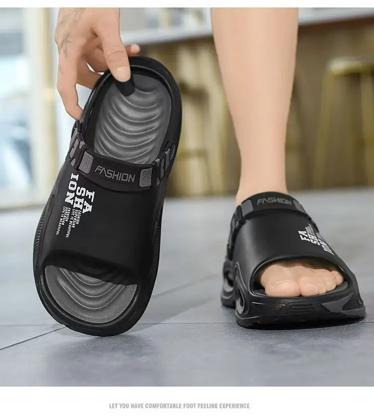 Men Sandals Slip On 2 in 1 Summer Outdoor Thick Sole Non Slip Waterproof Driving Shoes
