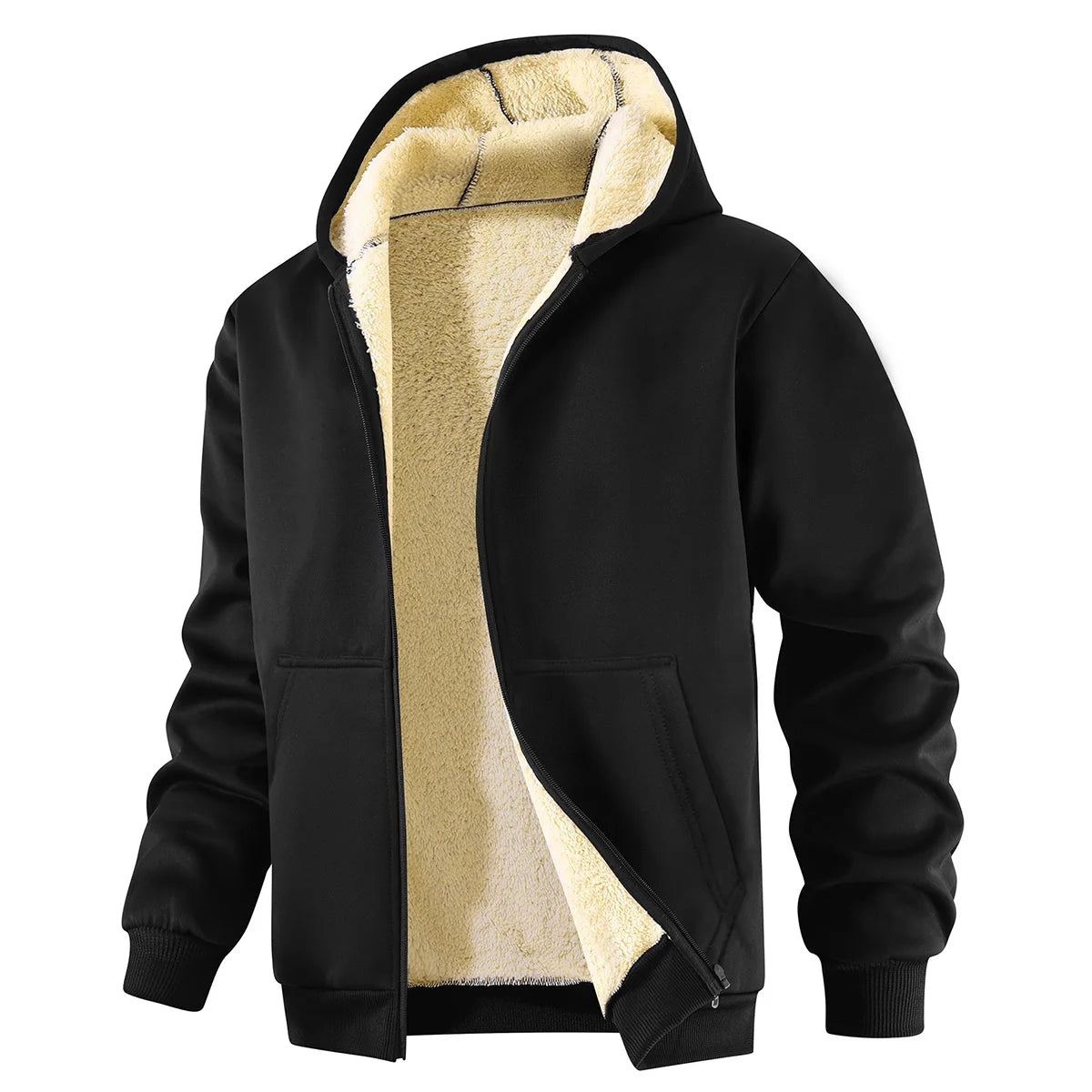 Men's Sherpa-Lined Zip-Up Winter Hoodie