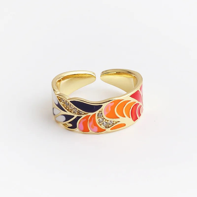 Women’s Gold-Plated Zircon Botanical Statement Ring