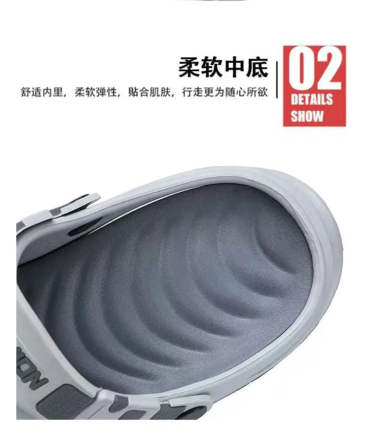Men Sandals Slip On 2 in 1 Summer Outdoor Thick Sole Non Slip Waterproof Driving Shoes