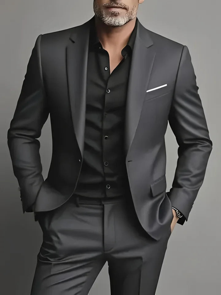 Men’s Elegant Slim Fit Tuxedo Suit Set – Classic Black Formal Suit for Weddings, Business, Parties & Special Occasions