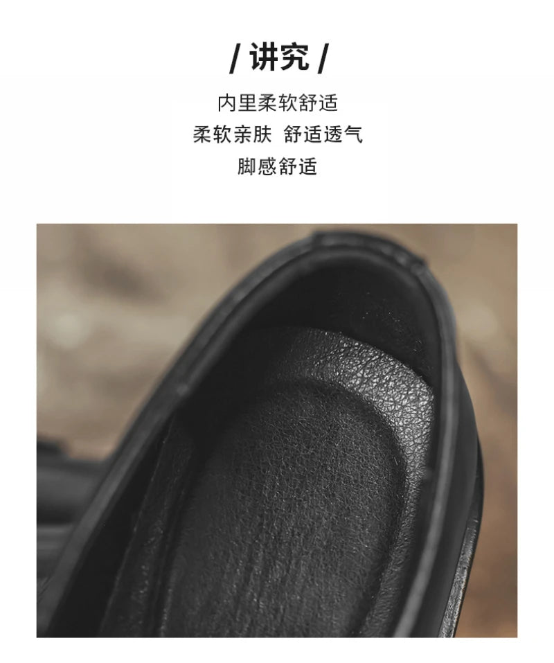 Men Vintage Burnished Leather Shoes 2026 Autumn New Trendy Low Top Slip On Casual Leather Shoes British Style Loafers For Men