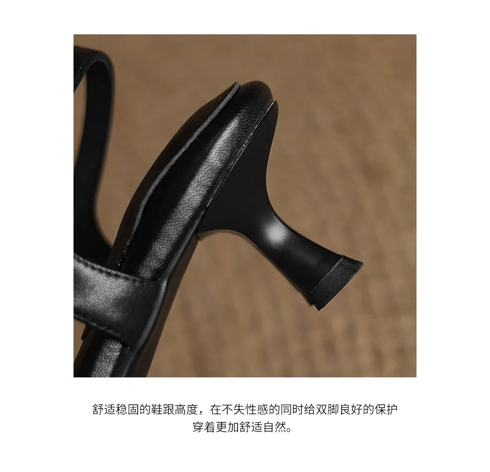 Women’s Elegant Square Toe Cross Strap Sandals Low Heel Buckle Soft Sole Comfortable Summer Dress Fashion Shoes