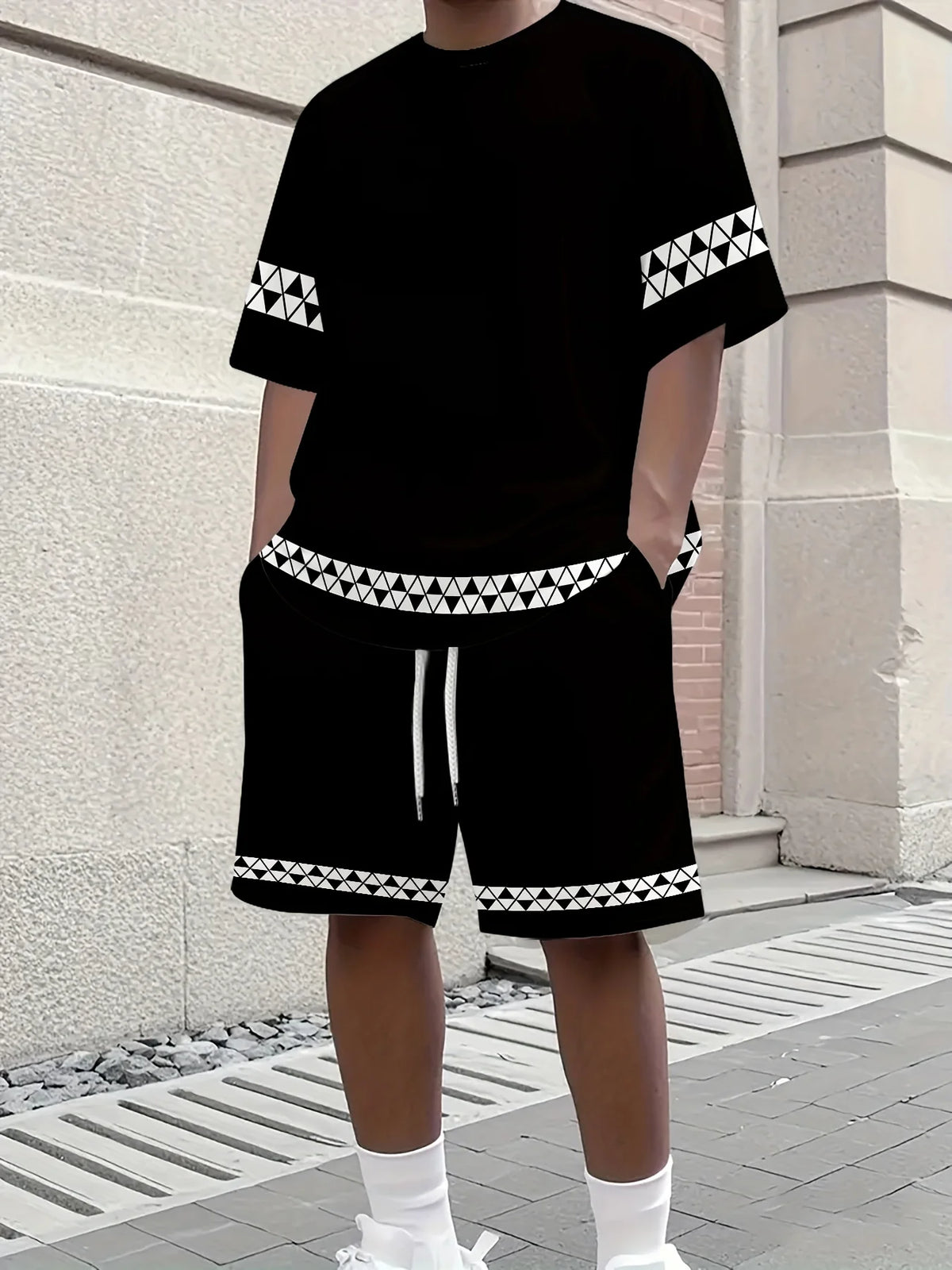 Summer Daily Comfortable Man's Clothing 2 Pieces Set for Man Matching Sets Stripe T-shirt and Shorts 2 Piece Set Men's Tracksuit