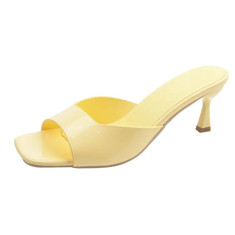 Women’s Elegant Peep Toe Stiletto Heel Sandals Slip-On Open Toe Mid Heel Summer Office Party Dress Shoes