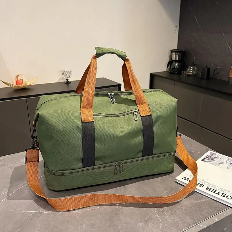 Travel Gym Duffle Bag with Shoe Compartment – Portable Fitness Shoulder & Crossbody Carry-On Bag for Workouts and Weekend Trips