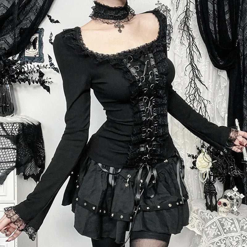 Women’s Gothic Lace Long Sleeve Top