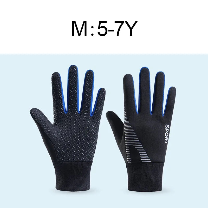 1 Pair Kids Winter Warm Sports Thermal Gloves Cold Weather Water-Resistant Anti-slip Children Mittens 5-13 Years Boys Girls