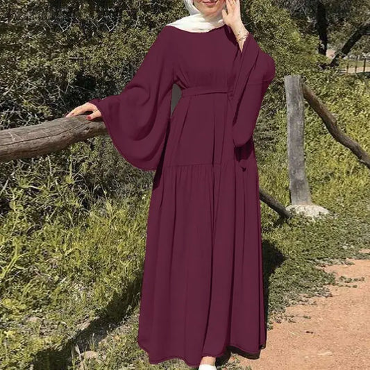 Women’s ZANZEA Modest Tie-Waist Maxi Dress